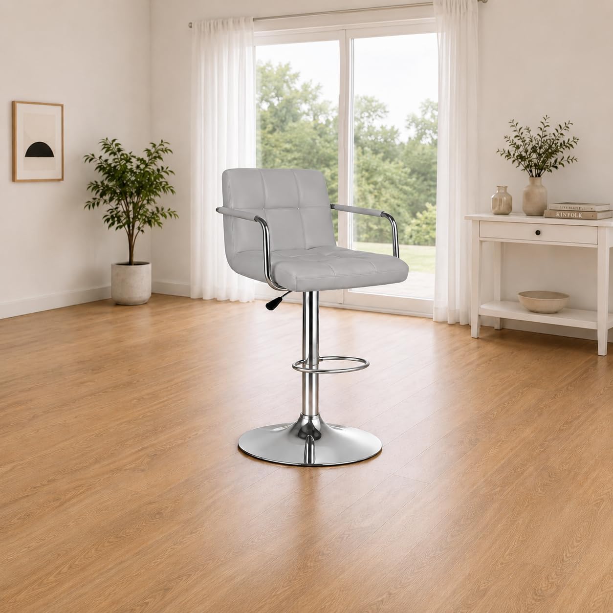NGFC Modern Swivel Bar Stool Chair with Height Adjustable Sleek and Stylish Grey Leatherette Bar Chair for Doctor/Kitchen Stool/Office Stool/Chair/Café/Cafeteria Stool/Metal Bar Stool-picture-19