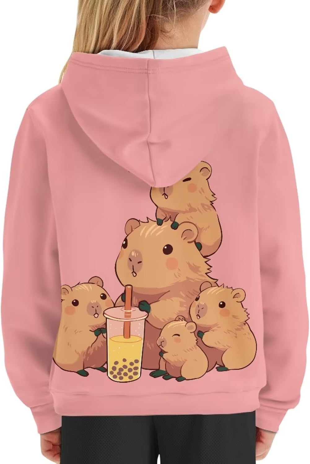 Capybara Hoodies for 6-16Y Kids Graphic Hooded Sweatshirt Cute Long Sleeve Sweater Shirts