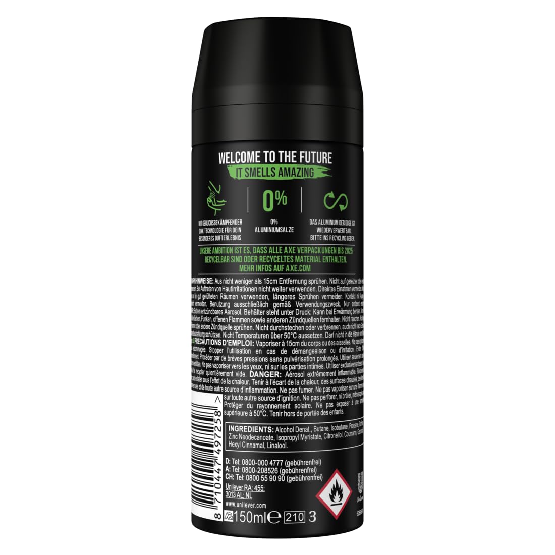 AXE Afryka dezodorant w sprayu do ciała z ochroną 48H przed zapachem ciała, bez soli aluminiowych, 12 sztuk