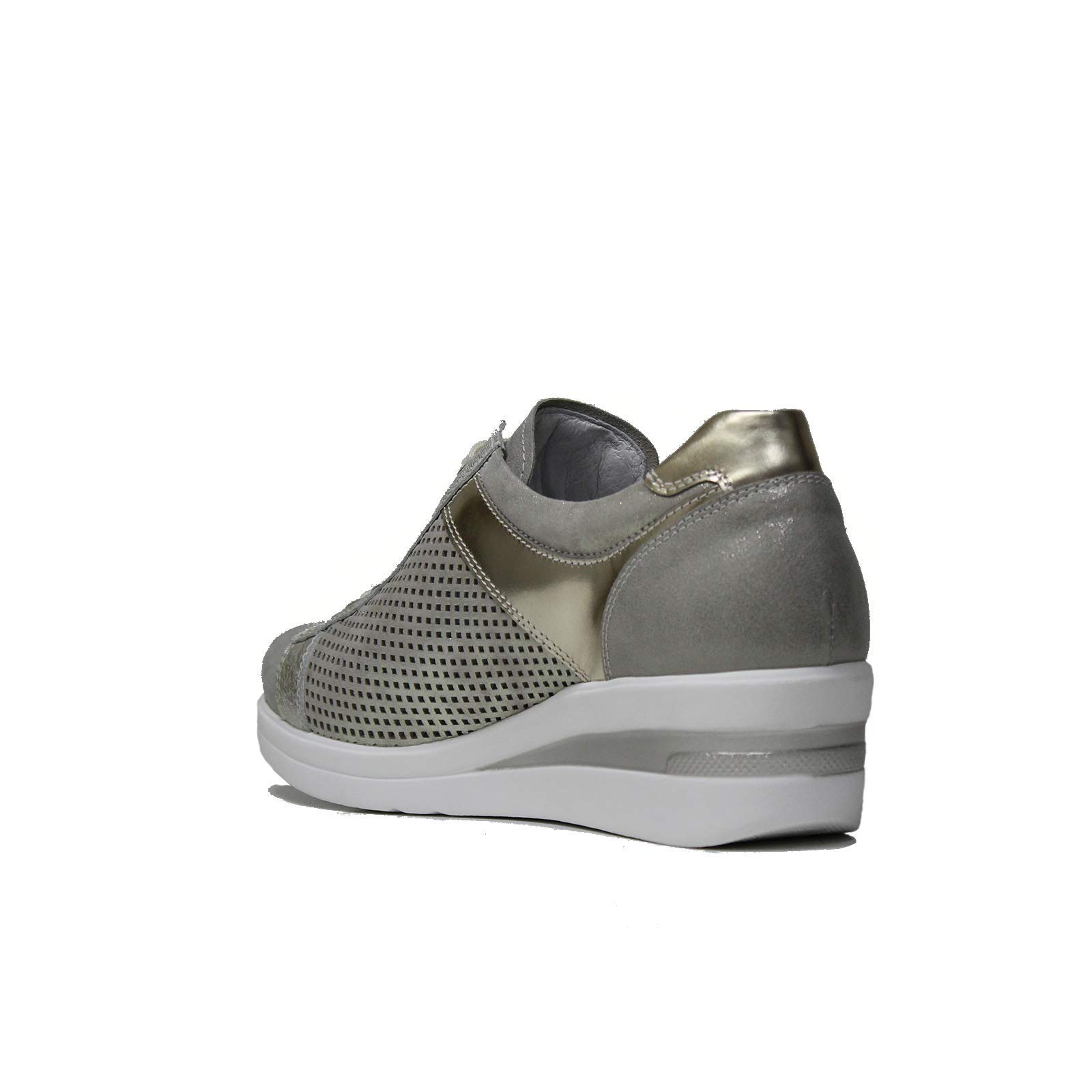 Nero Giardini Sneaker Donna con Zeppa Bianca Colore Beige P907502D 505 Nuova Collezione Primavera Estate 2019