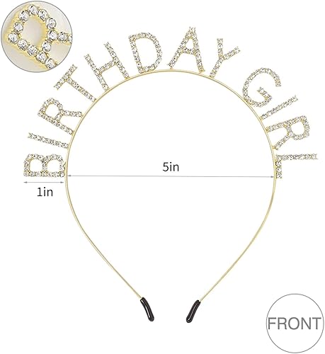 Miniatura 4 de Juego de 2 tiara de diamantes de imitación y banda de cumpleaños para niña, banda de cumpleaños y tiara para decoración de cumpleaños