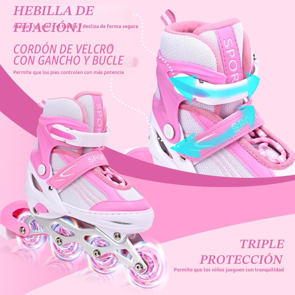 Patines en línea para niños y niñas Ajustables (Sakura Rosa, L)