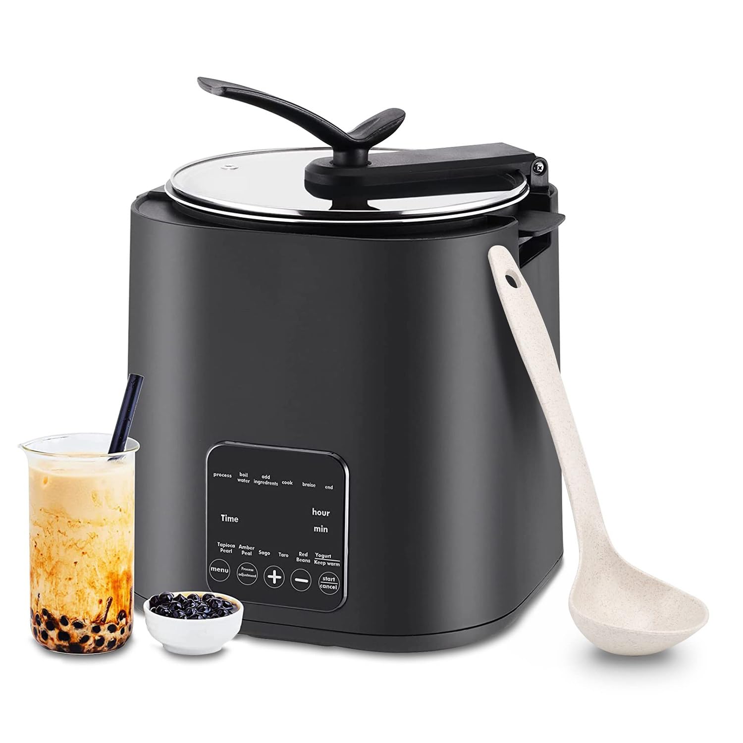 AYCDL Fully Automatic Pearl Pot, 5L/9L/12L/16L Commercial Milk Tea Pearl Maker, Tapioca Pearl Pot Cooker with Smart Control Panel,12l,9l
