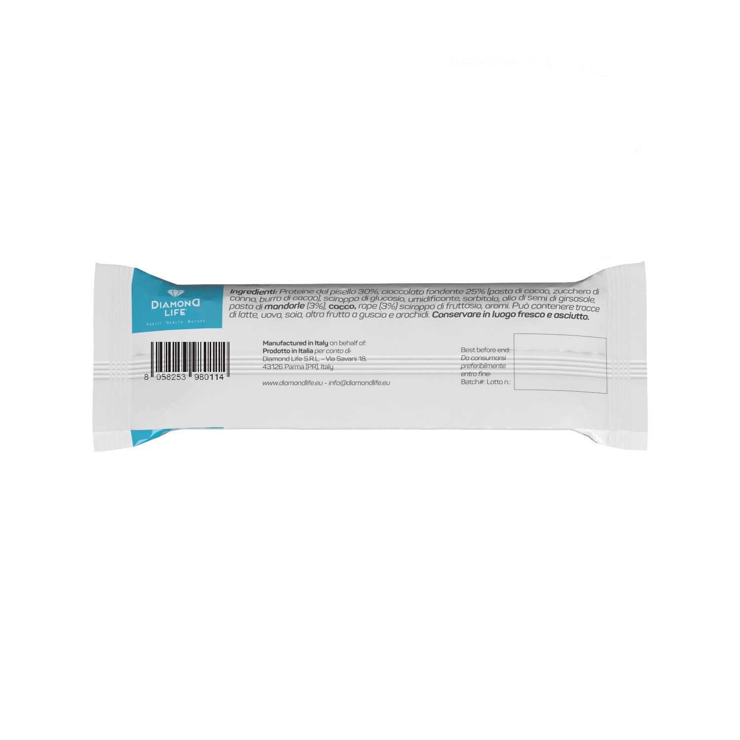 DIAMOND UNIVERSE BREAK | 20 Barrette Proteiche Bilanciate Vegan 100% Vegetali (Proteine Pisello) Con Aminoacidi Essenziali e Vitamine | Cioccolato Extra Fondente Bio | Senza Glutine, Senza Lattosio