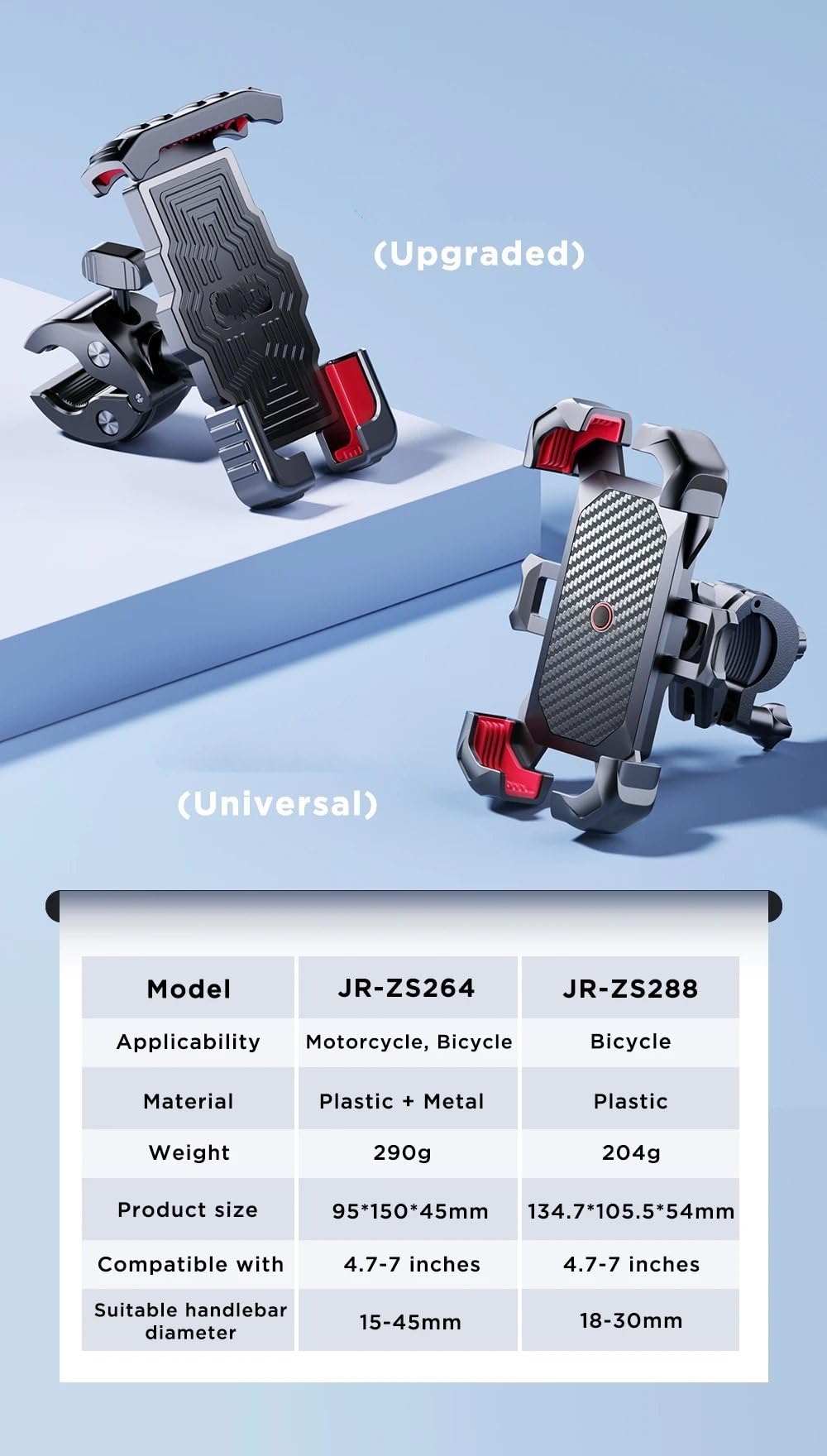 Support De Barre De Navigation De Moto Moto Universelle avec Vue à 360 °, Support Antichoc pour téléphone Portable de 4.7 à 7 Pouces