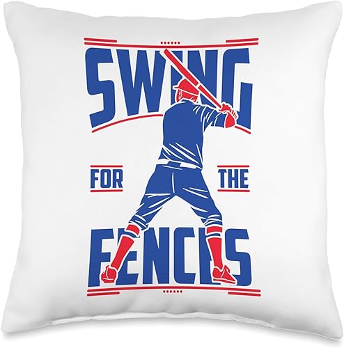 Baseball Swing for The Fences Funny Quotes Throw Pillow, 16x16, Multicolor