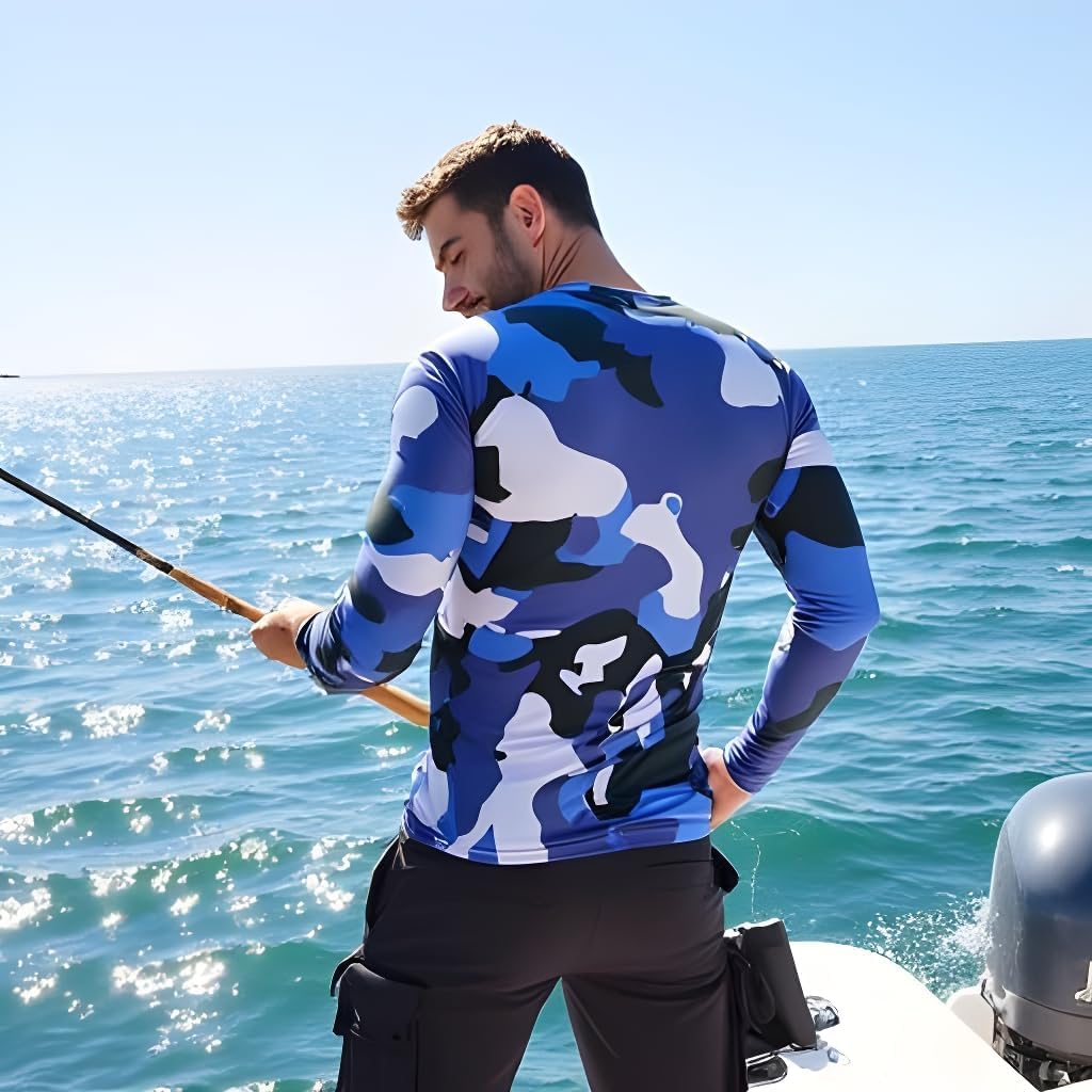 INGEAR Men's UPF 50+ Long Sleeve Sun Shirt Rash Guard & Fishing Shirt for Men UV Protection | Moisture-Wicking | Quick-Dry