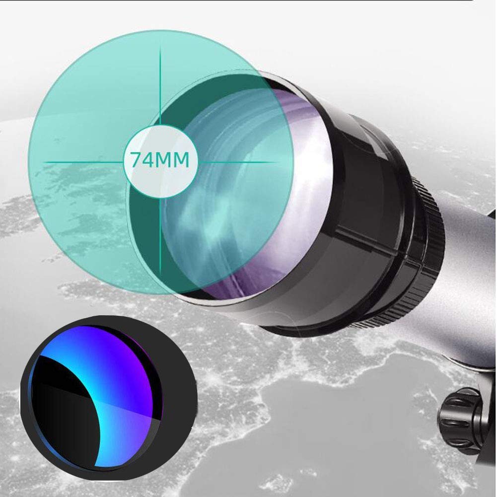 Telescopio Portatile per Bambini Principianti 74 mm telescopio astronomico rifrattore Regolabile con treppiede oculari Bussola cercatore di Stelle Lente Astronomia Giocattolo per osservare Le Stelle