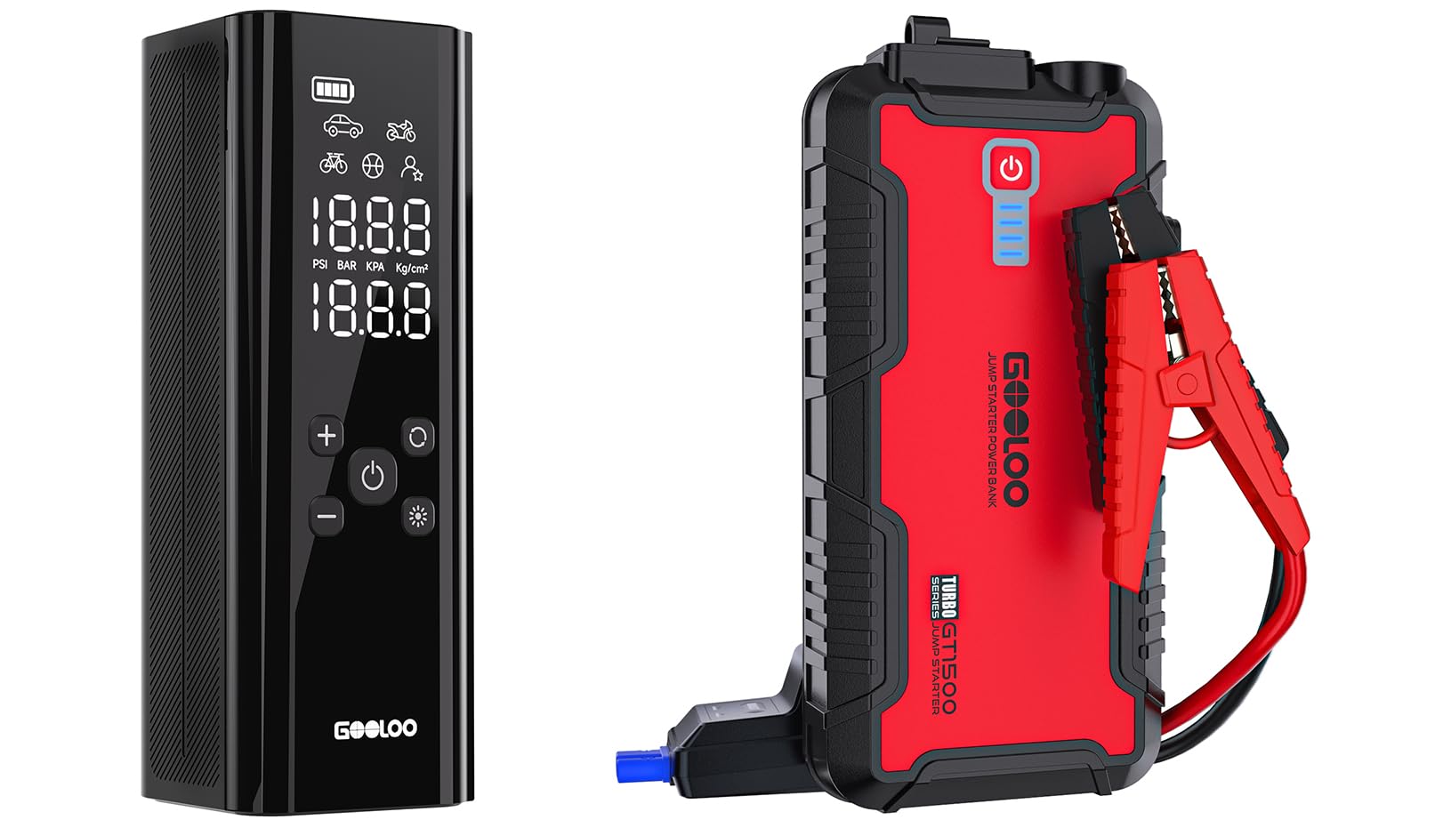 GOOLOOJump Starter Battery Pack - 1500A Peak Car Jump Box & GOOLOO GT150 Tire Inflator Portable Air Compressor