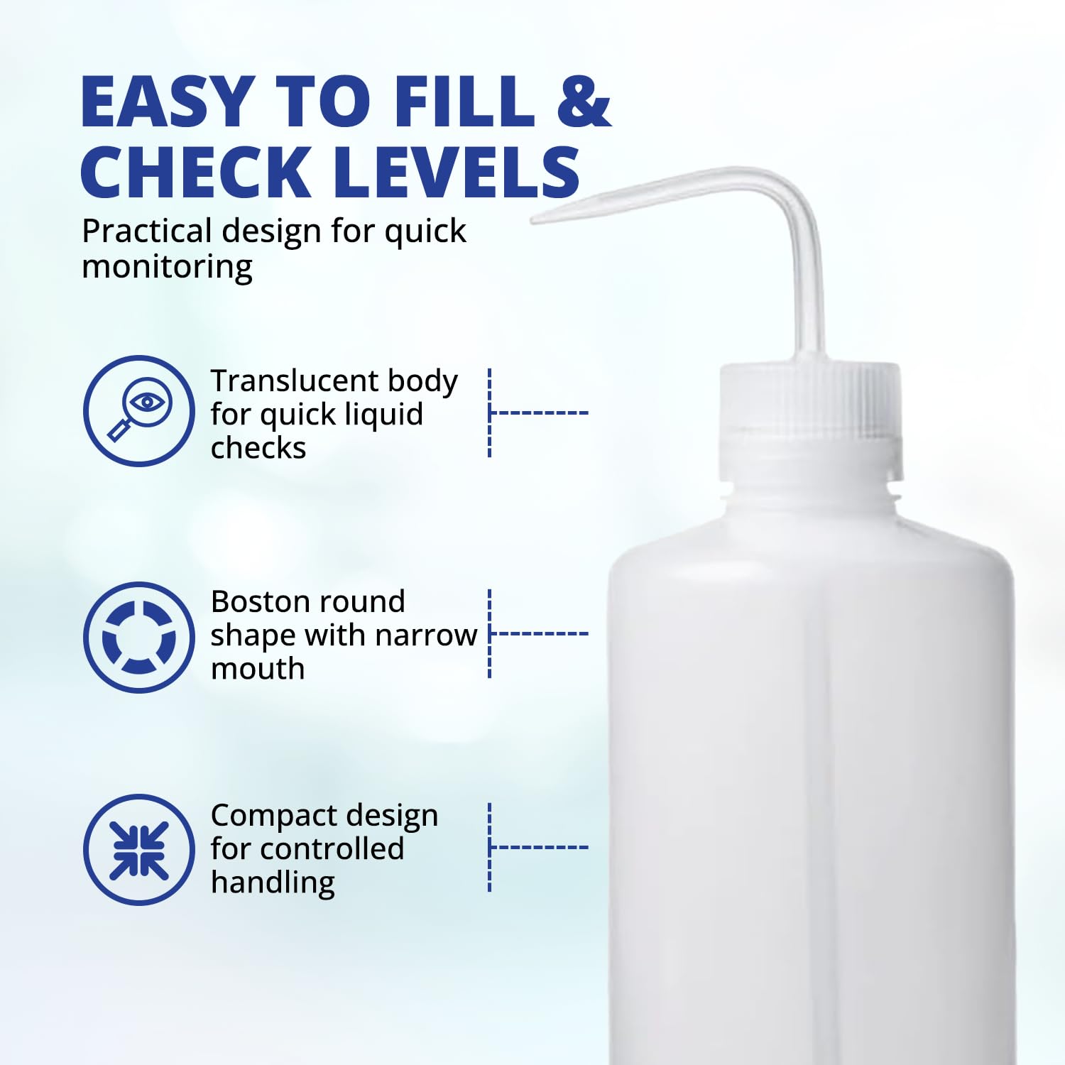 United Scientific™ UniSafe™ 125mL (4oz) Vented Wash Bottle - Leakproof LDPE Narrow Mouth Squeeze Bottle for Lab, Cleaning, Acetone, Deionized Water, Tattoo Cleaning Supplies (1 Pack)