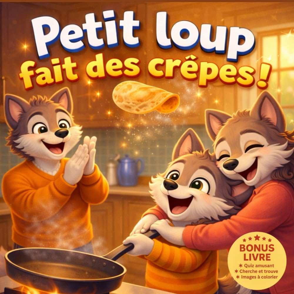 Petit loup fait des crêpes: Album jeunesse Chandeleur – une histoire tendre et ludique autour de la fête des crêpes, de la confiance en soi et des émotions des enfants.