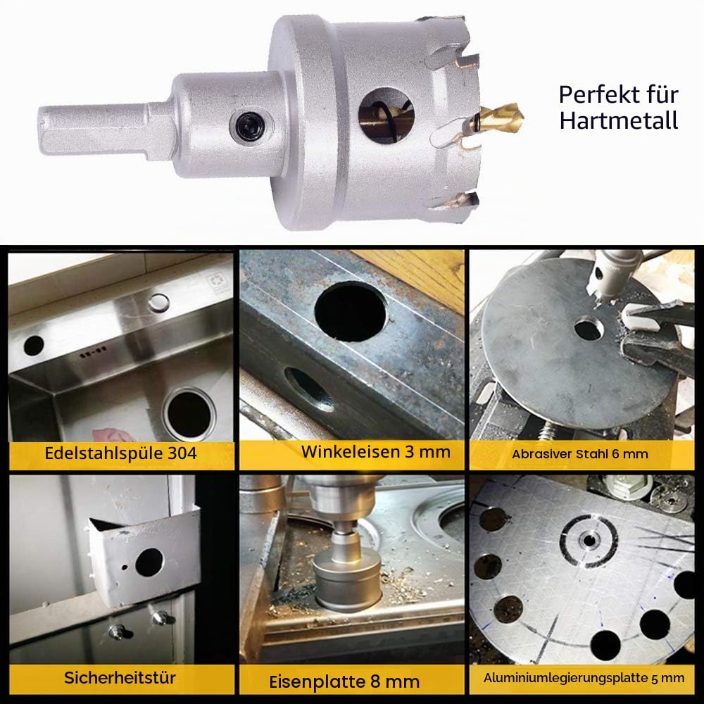 ASNOMY 8pcs großes Lochsäge Hartmetall-Bohrer, 16–60 mm, hochwertiger TCT-Bohrer-Lochsägen-Set, titanbeschichteter Zentrierbohrer aus Hartmetall, für Edelstahl, Eisen, Holz, Kunststoff