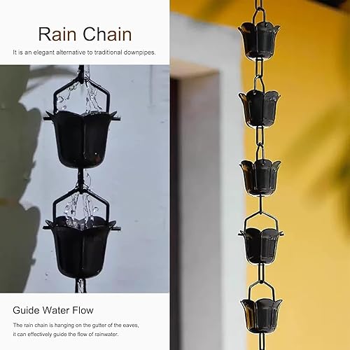 Miniatura 3 de CukUJH Rain Chains Gutter Downpipes, Custom Length Rain Catching Chains for Home Displays and Eave Drainage(260cm8.5ft)