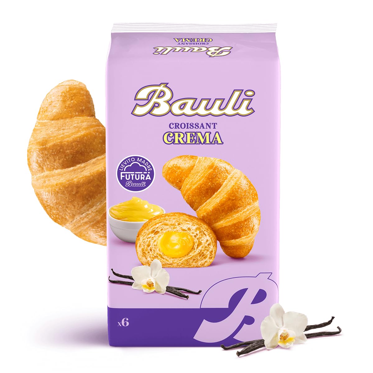 Bauli Cornetti - Kit de prueba de croissants para tarta de brioche, 100% italiano, 6 sabores diferentes (paquete de 35 croissants) + llavero Beni Culinari gratis