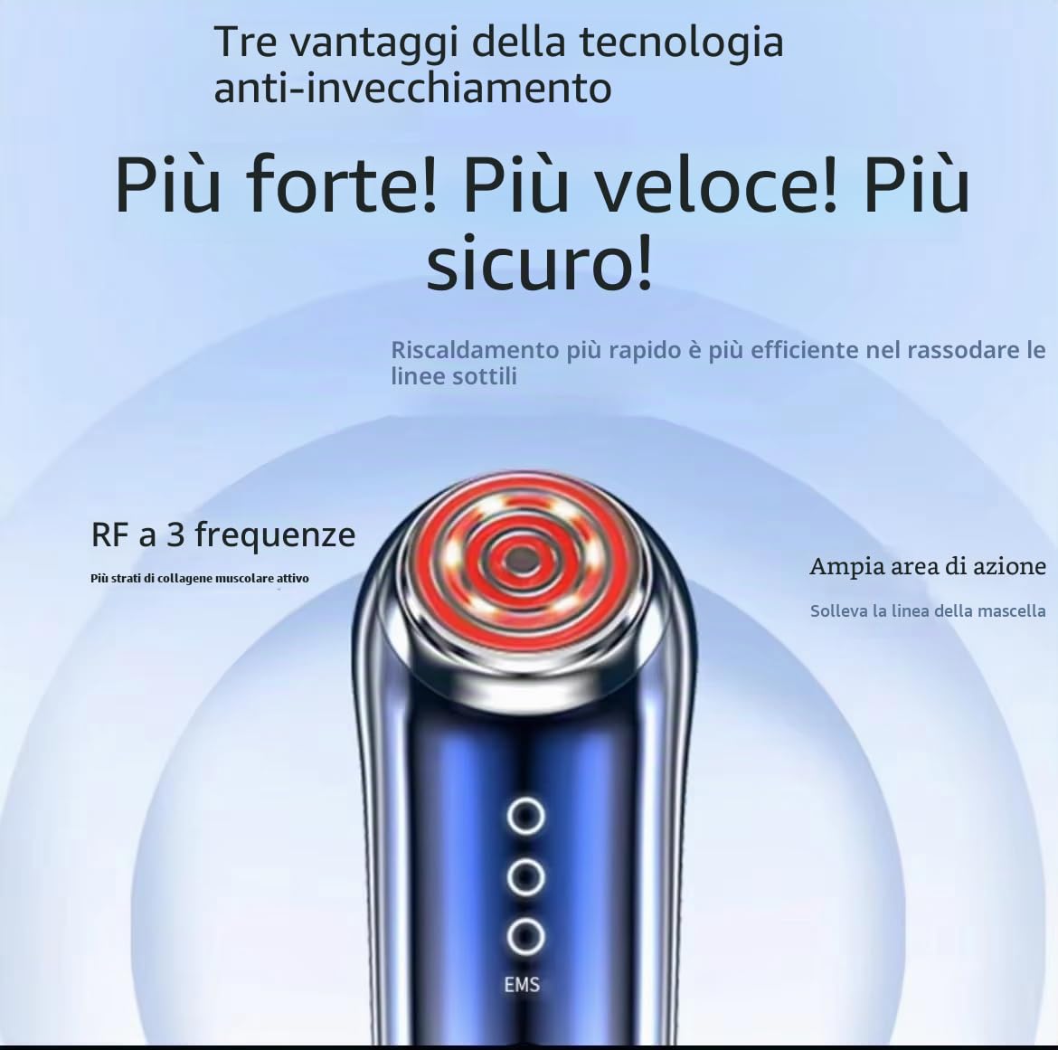 Dispositivo a Radiofrequenza Professionale Massaggiatore Viso Multifunzionale Antirughe di Bellezza EMS Lifting Anti-Età Anti-Acne, Massaggiatore Facciale Elettrico Pulizia Profonda