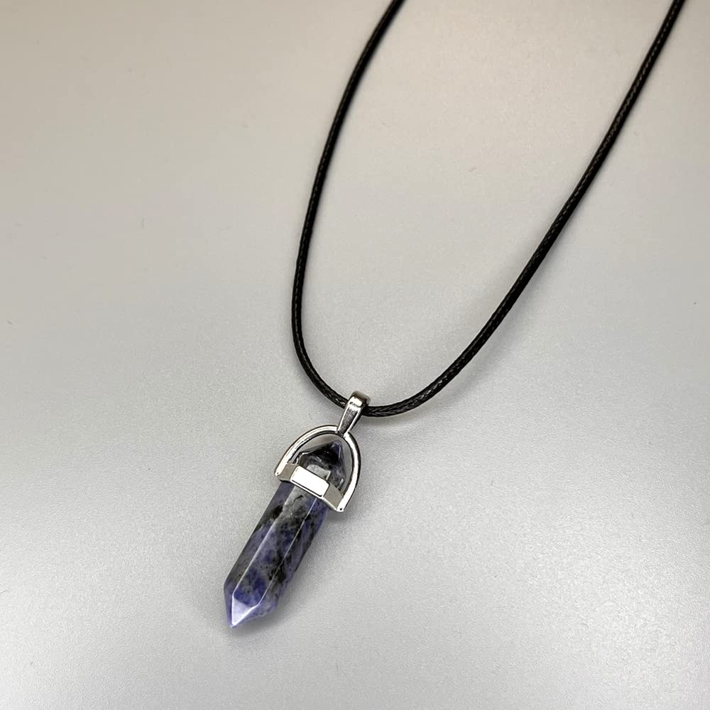VIE Double Point Pencil Pendant, Black String (Sodalite), Natural - Image 2