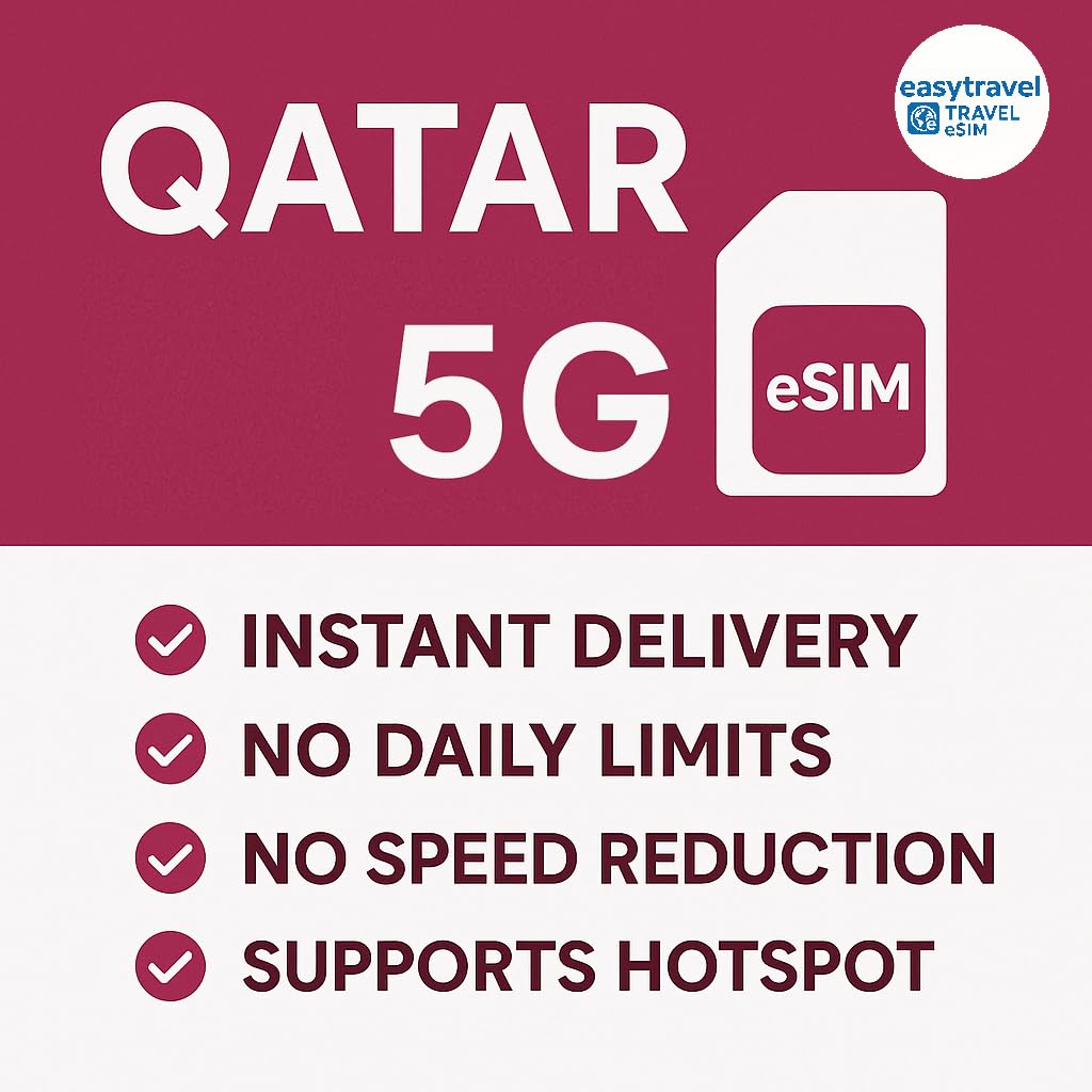 Qatar eSIM de Datos de Alta Velocidad soporta Hotspot 30 días 3-20 GB Entrega de Correo electrónico (10 GB Durante 30 días)