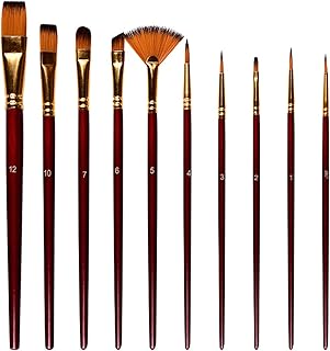 Mingzhe 10 pcs Conjunto de Pincéis de Pintura Pincel de Artista Múltiplos Meios Escovas com Cabelo de Nylon para Artista Aquarela Aquarela Guache Pintura a Óleo para Grande Arte Desenho Suprimentos