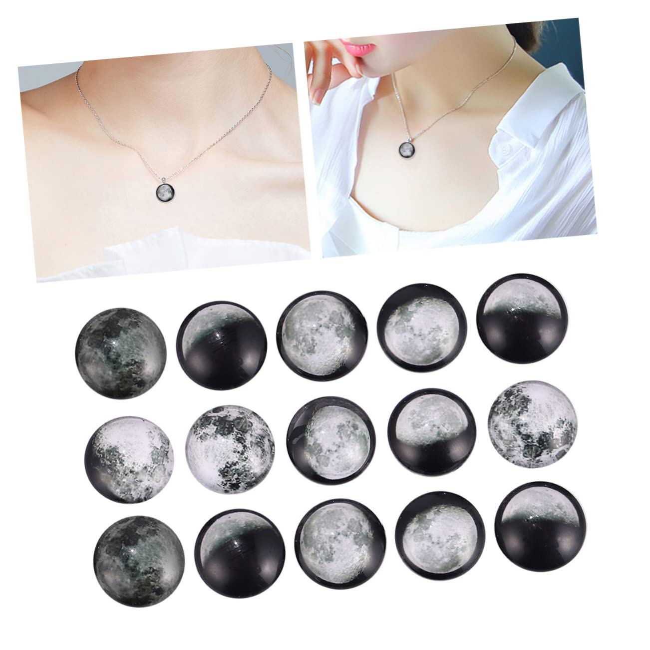 TEHAUX 200stücke Patches Mit Mond-eklipsen-muster Gedruckte Glassteine Für Schmuckherstellung Und Bastelprojekte Für -dekorationen