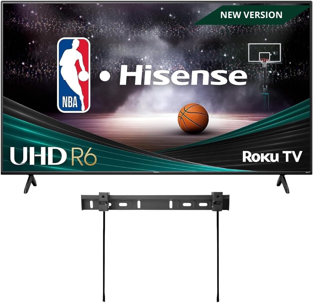 Hisense 55R6030N 55" Class R6 V-2025 Series 4K UHD Smart Roku TV – HDR10, Dolby Audio, Voice Remote, Streaming Apps and Wall Mount Included - Image 1 of 9