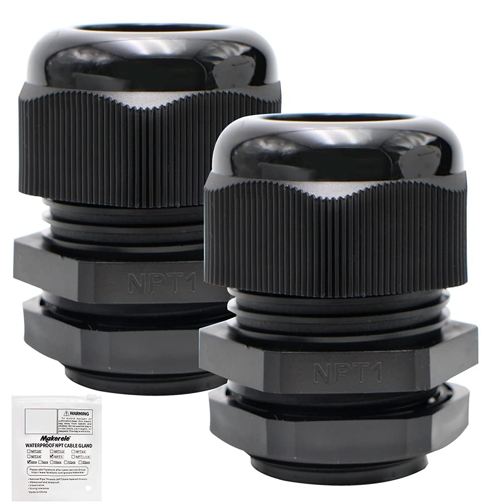 MAKERELE NPT 1” Cable Gland Connector Cord Grip Plastic Nylon Waterproof Wire Protectors-image-10