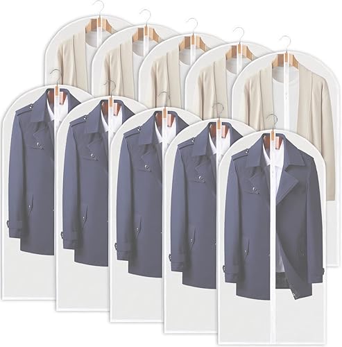 Miniatura 7 de Bolsas de ropa de 50 pulgadas para colgar ropa con refuerzos de 4 pulgadas, protectores de ropa transparentes para colgar ropa, funda de traje para