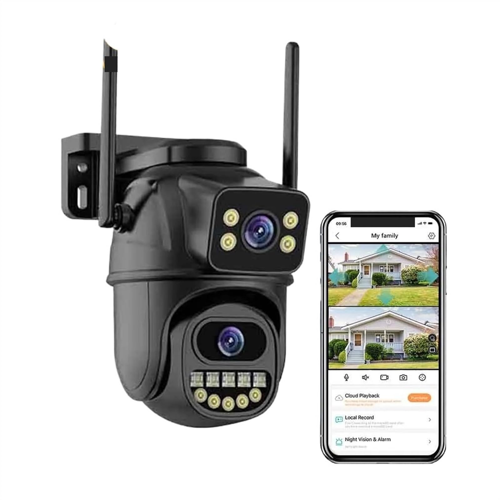 Kamera bezpieczeństwa zewnętrzna, Kamera monitorująca 4K 8 MP Wi-Fi, podwójny obiektyw, 4-krotny zoom cyfrowy, wykrywanie człowieka AI, zewnętrzne kamery PTZ IP Kamera bezpieczeństwa domowego WiFi z w