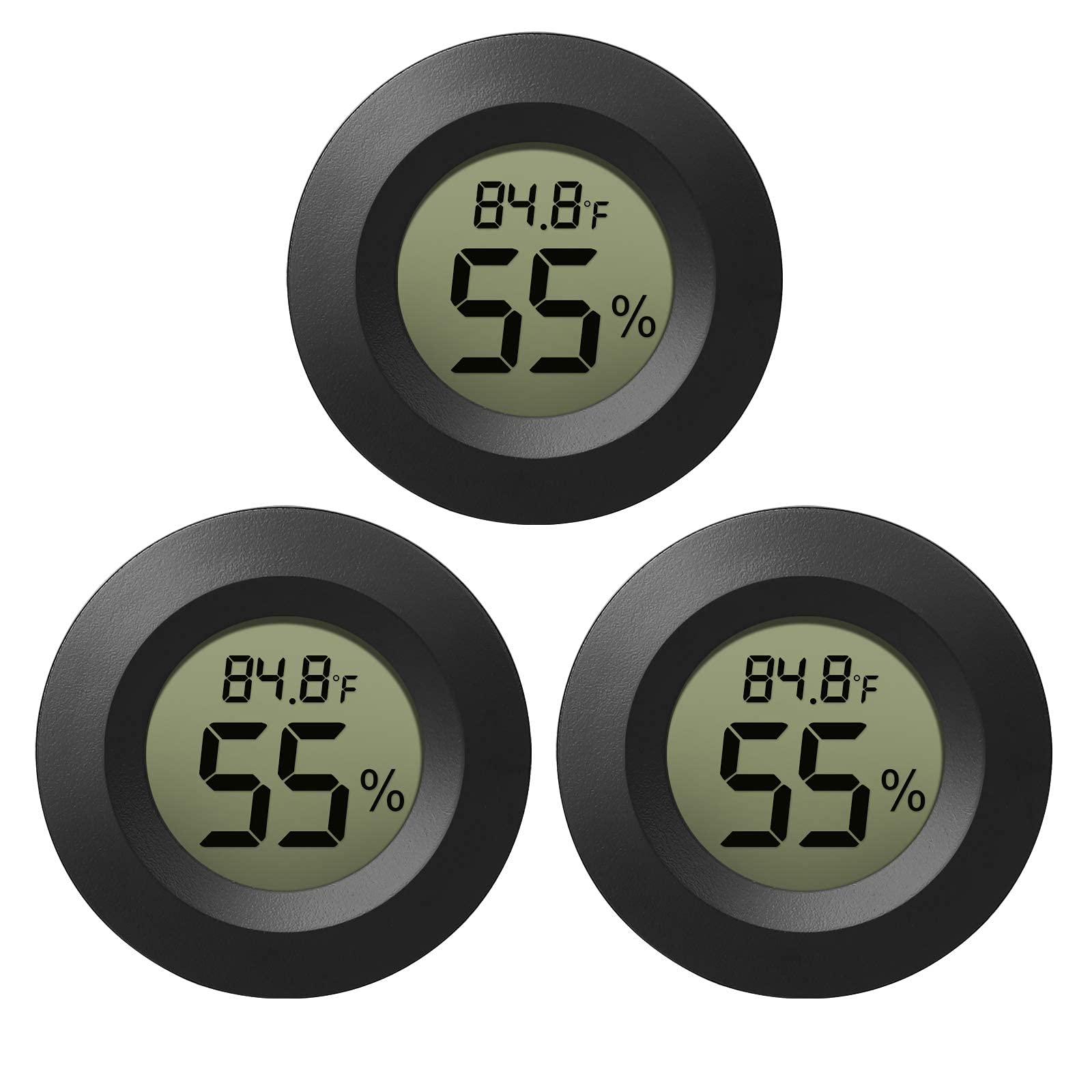 KASTWAVE Mini Hygrometer Thermometer, 3 Pcs Digital LCD Monitor Indoor Outdoor Humidity Meter Gauge for Greenhouse Basement Baby Room, Fahrenheit (℉) or Celsius(℃)