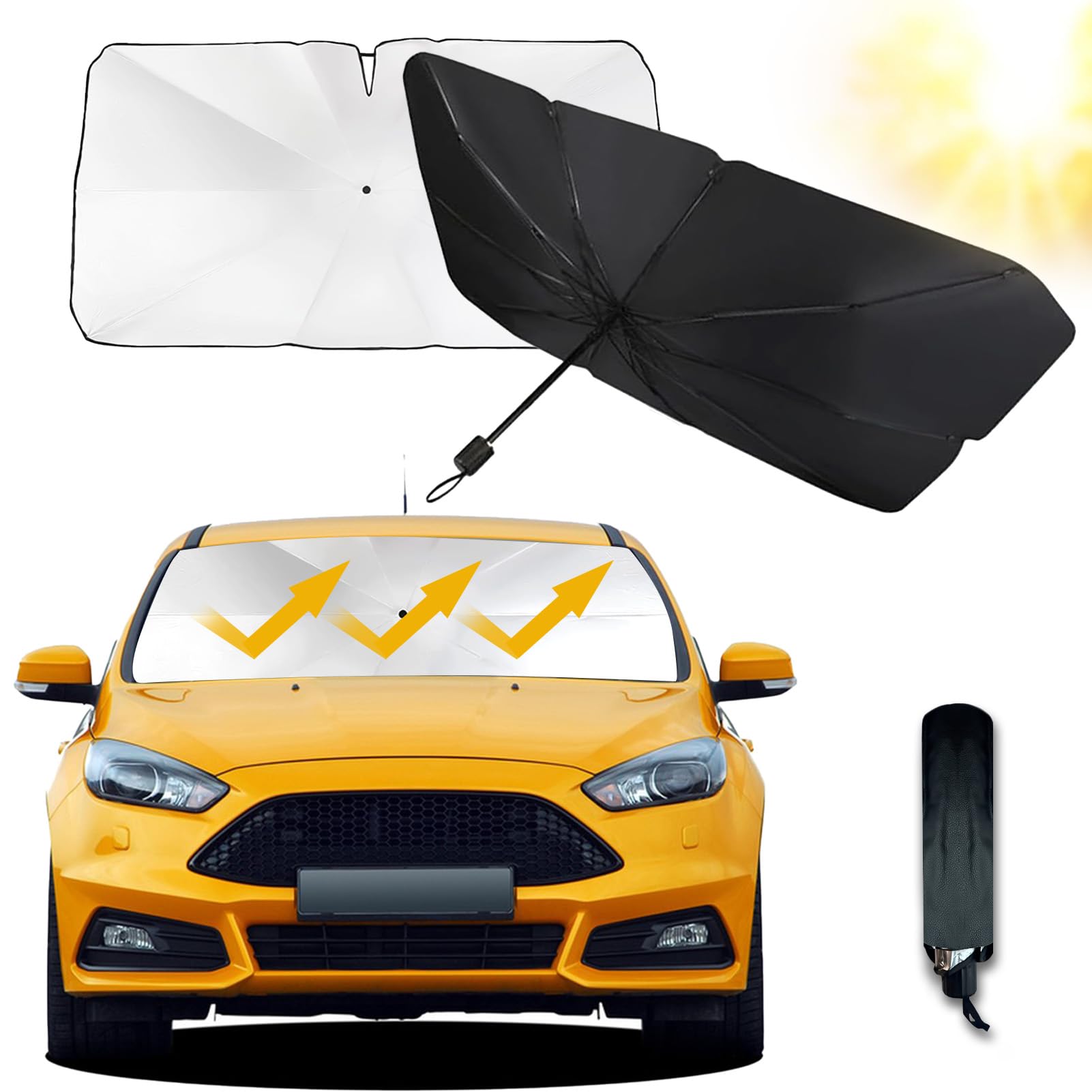 TKGEOUE Parasol Coche Delantero Parasol Plegable de Coche Parasoles Coche Parasol Coche Paraguas Bloquea el 99,9% de los Rayos UV, para Coche, Todoterreno y Camión.