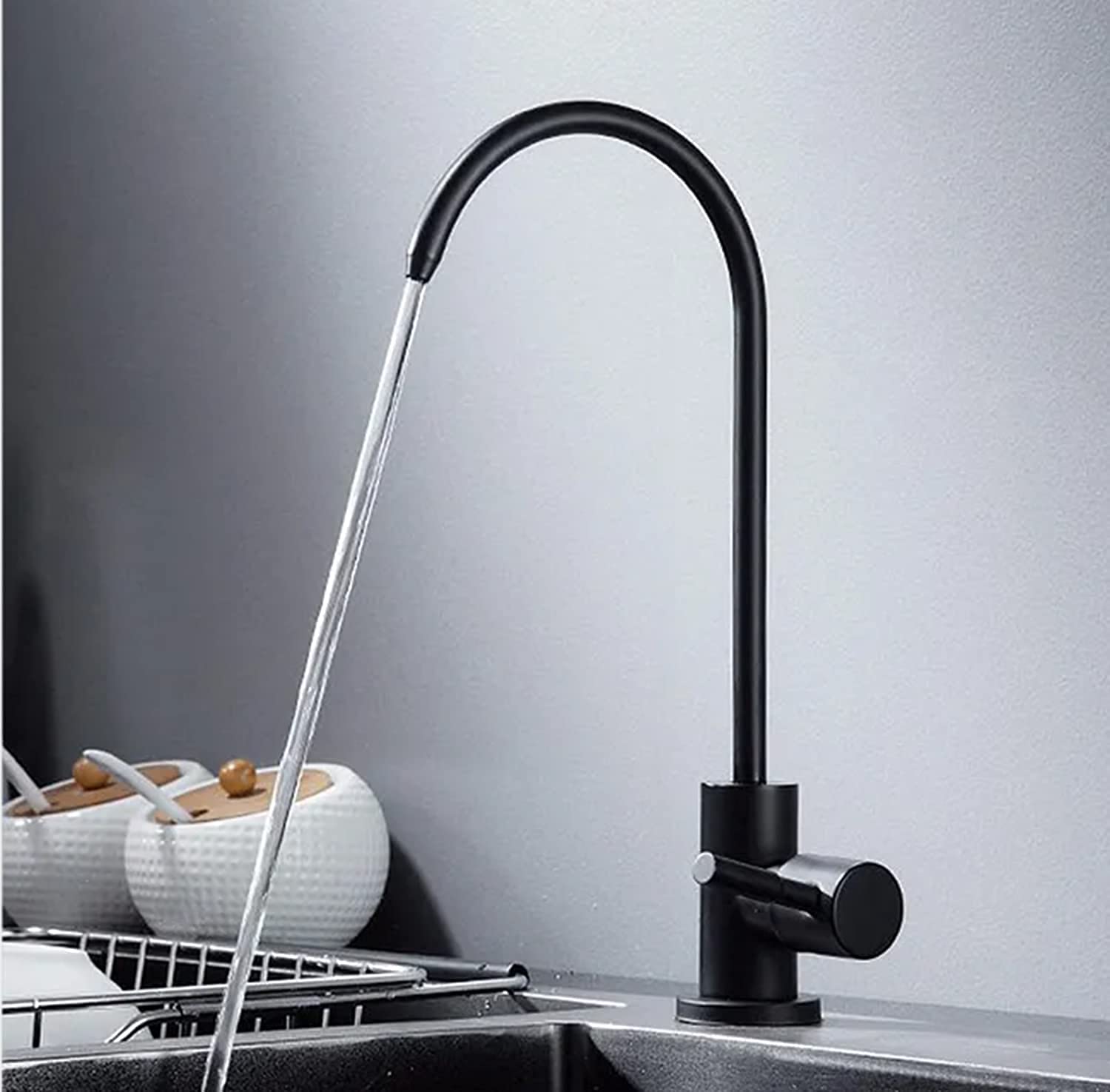 Grifo de Osmosis Inversa, UCMDA Grifo de Cocina para Acero Inoxidable, Giratorio 360° Grifo de Osmosis Inversa con adaptador de 4 Grifo se Adapta a La Mayoría de Las Unidades de Osmosis Inversa, Negro
