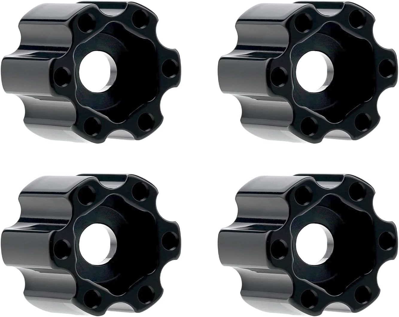 4PCS Aluminum 7mm Wheel Hex Hubs 8MM Extension Adapters for All TCRC Designed 1.0inch 1.3inch Wheel Hubs 1/18 1/24 RC Upgrades,Black