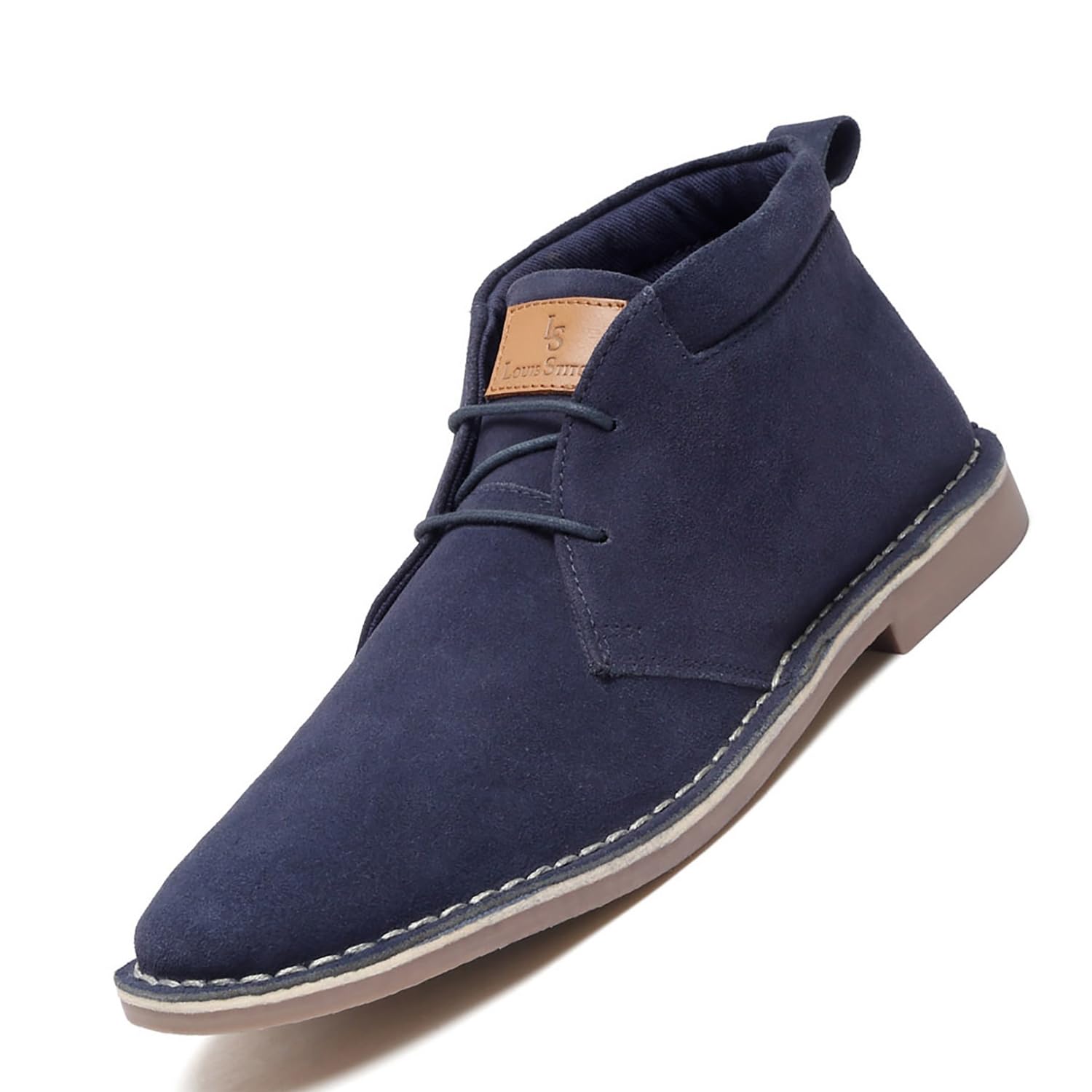 Men's Federal Blue Italian Suede Leather Stitch Down Desert Boots Chukka Style Handmade Cushioned Ankle Boot for Men Biking Hiking (Size-7 UK) (SDSUCKCUBU)-image-39