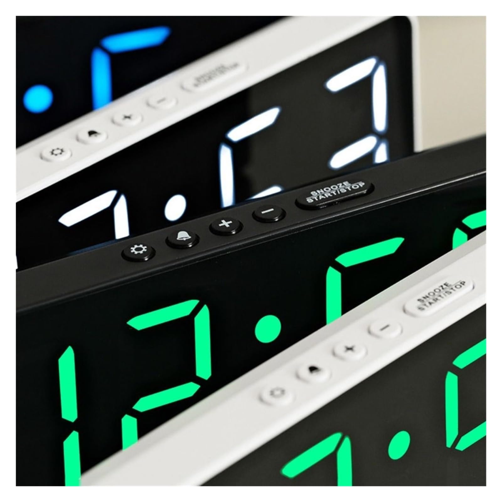 Naścienny Elektroniczny Zegar Ścienny Temperatura Data Cyfrowe Zegary LED Sterowanie Głosowe Wyświetlacz Domowy Stołowy Do Sypialni Precyzyjny I Czytelny(Black-Blue)