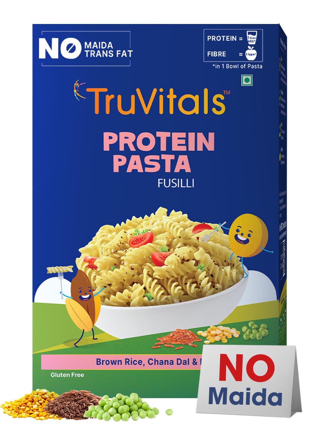 TruVitals Healthy Pasta - NO Maida, Gluten Free, Made With Brown Rice, Chana Dal & Peas, HIgh Protein & Fibre Multigrain Pasta, Fusilli, 400 gm (B0BV2TZKJF) Amazon Price History, Amazon Price Tracker
