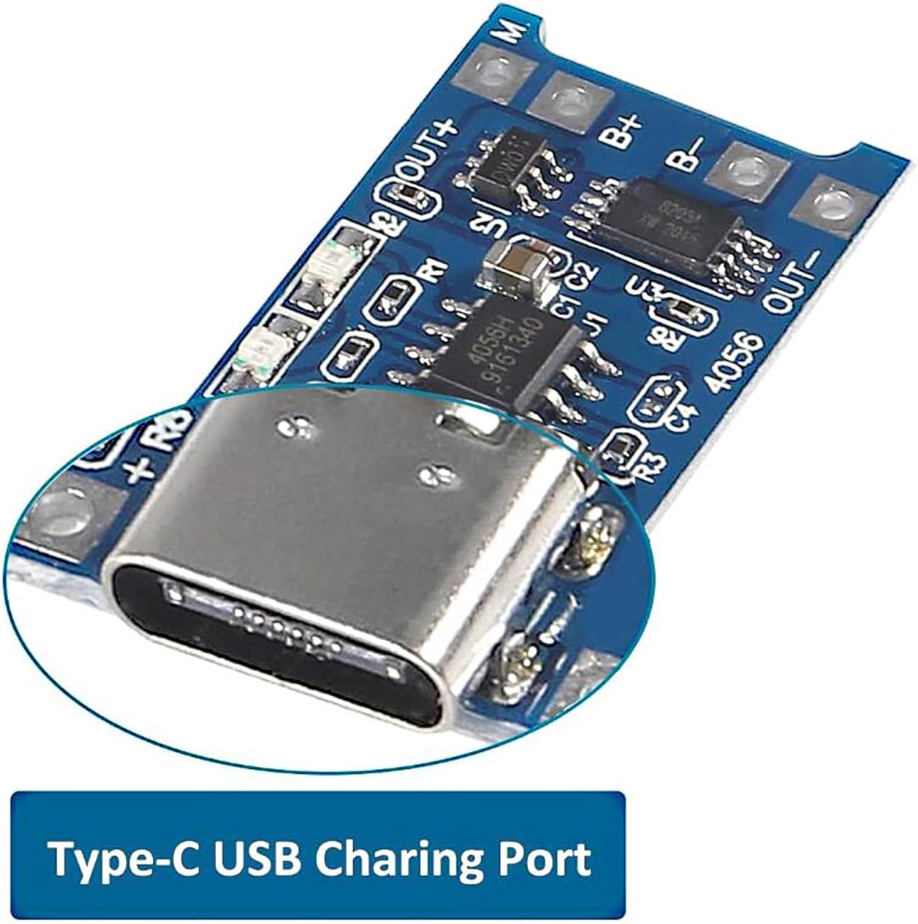5-Pack Type-C Lithium Battery Charging Boards – 5V Input, 4.2V Cutoff, 1000mA Max For 18650 & LiPo