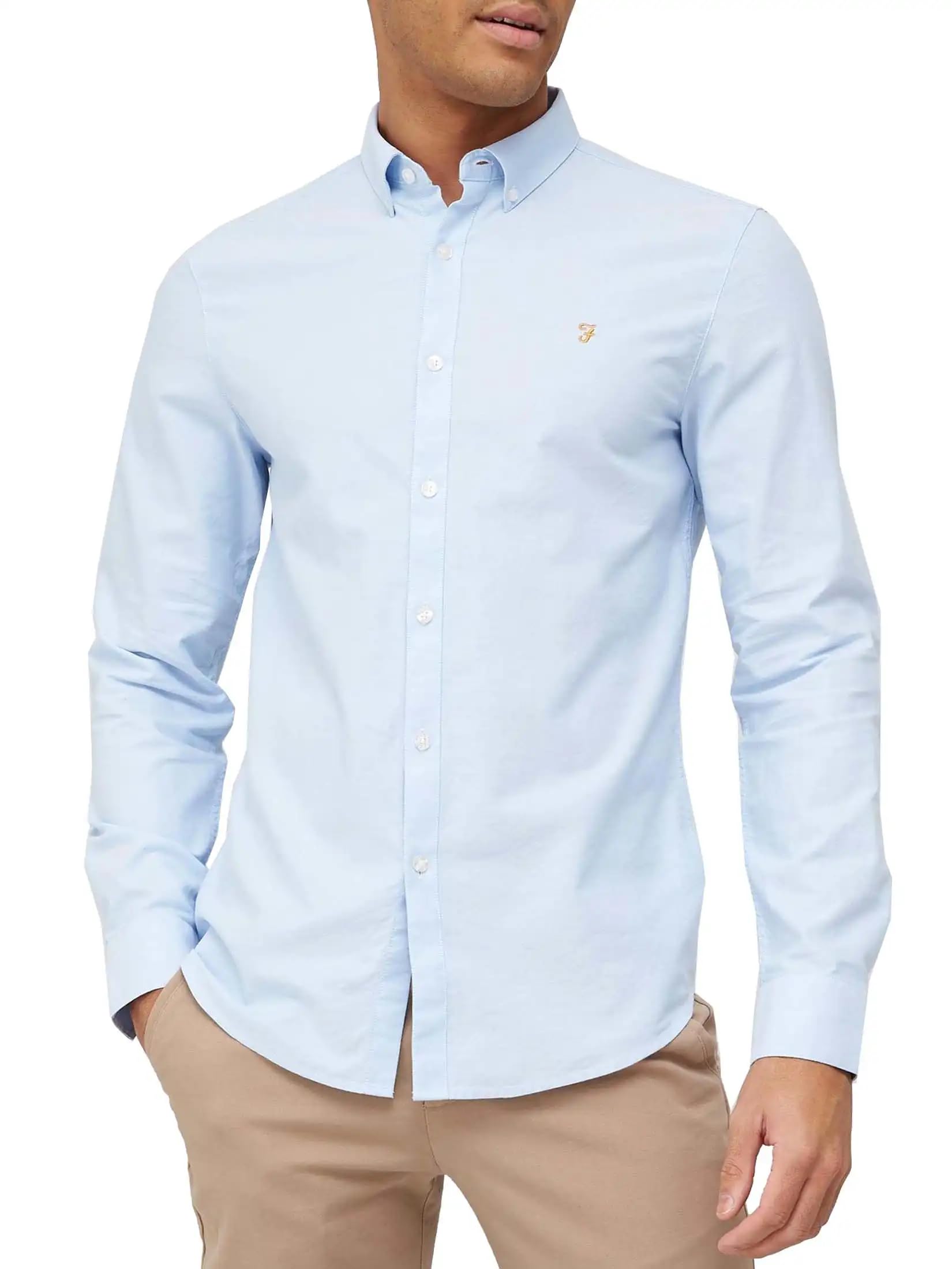 Farah Brewer Cotton Oxford Slim Fit Shirt Camicia Uomo