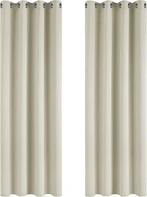 Deconovo Isoliergardinen 2er Set - Verdunkelungsvorhänge mit Thermo-Isolierung, Creme, 245x140 cm