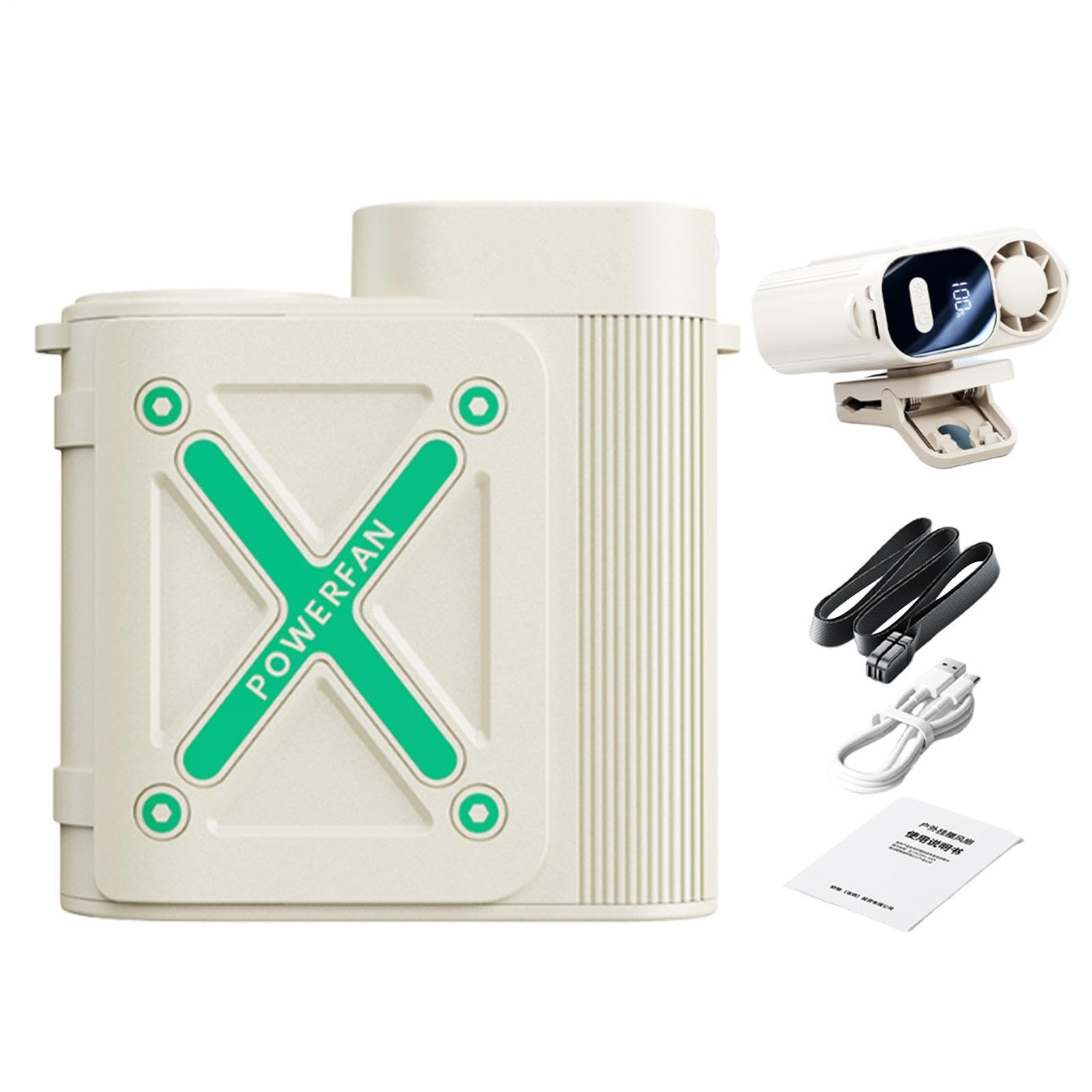 Ventilador de cintura recargable ideal para camping, playa y viajes de verano