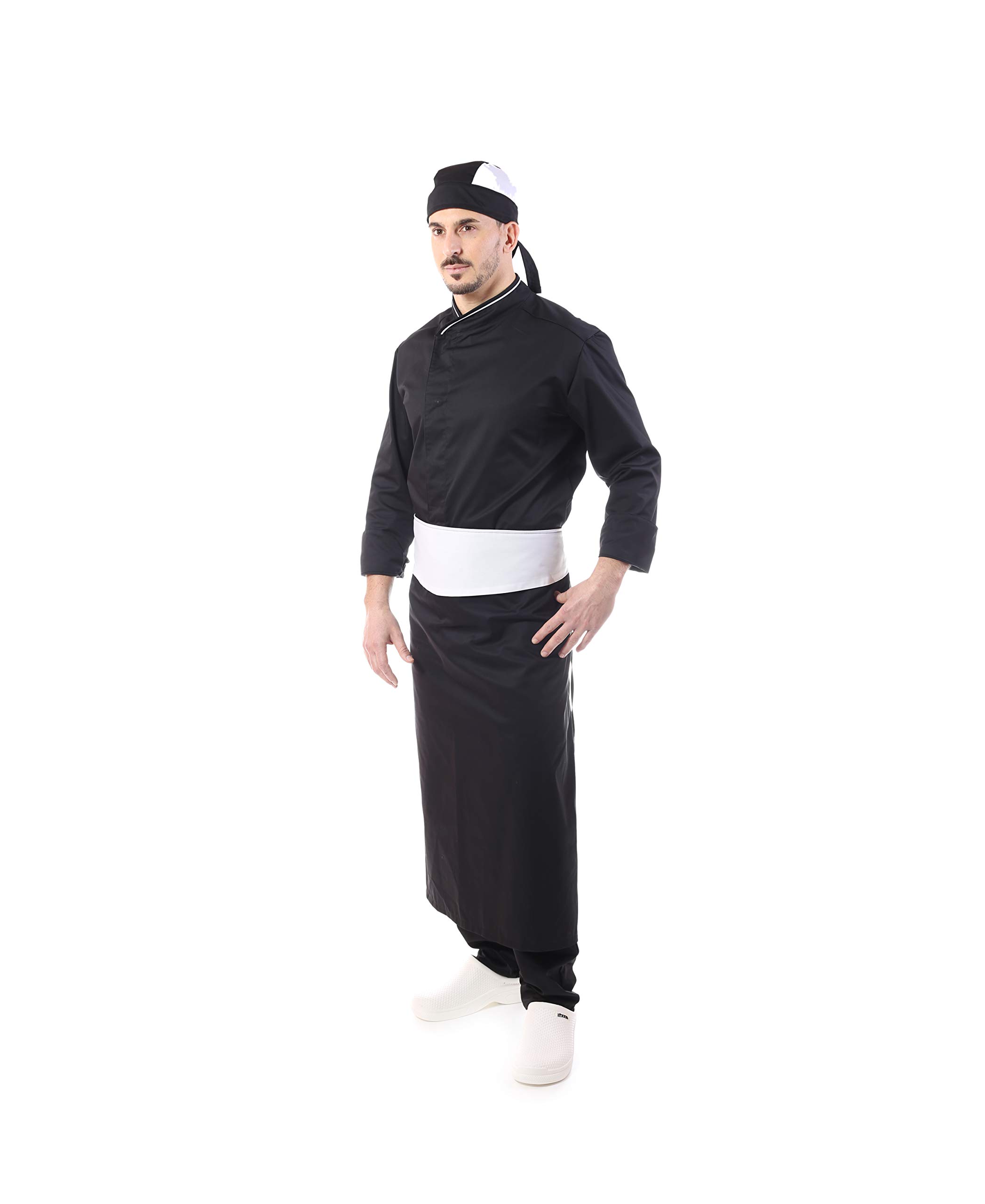 Set Cucina Ricamo Vari Colori Uomo Donna 4 Pezzi Cappotto Bandana Cucina Ristorante Made in Italy