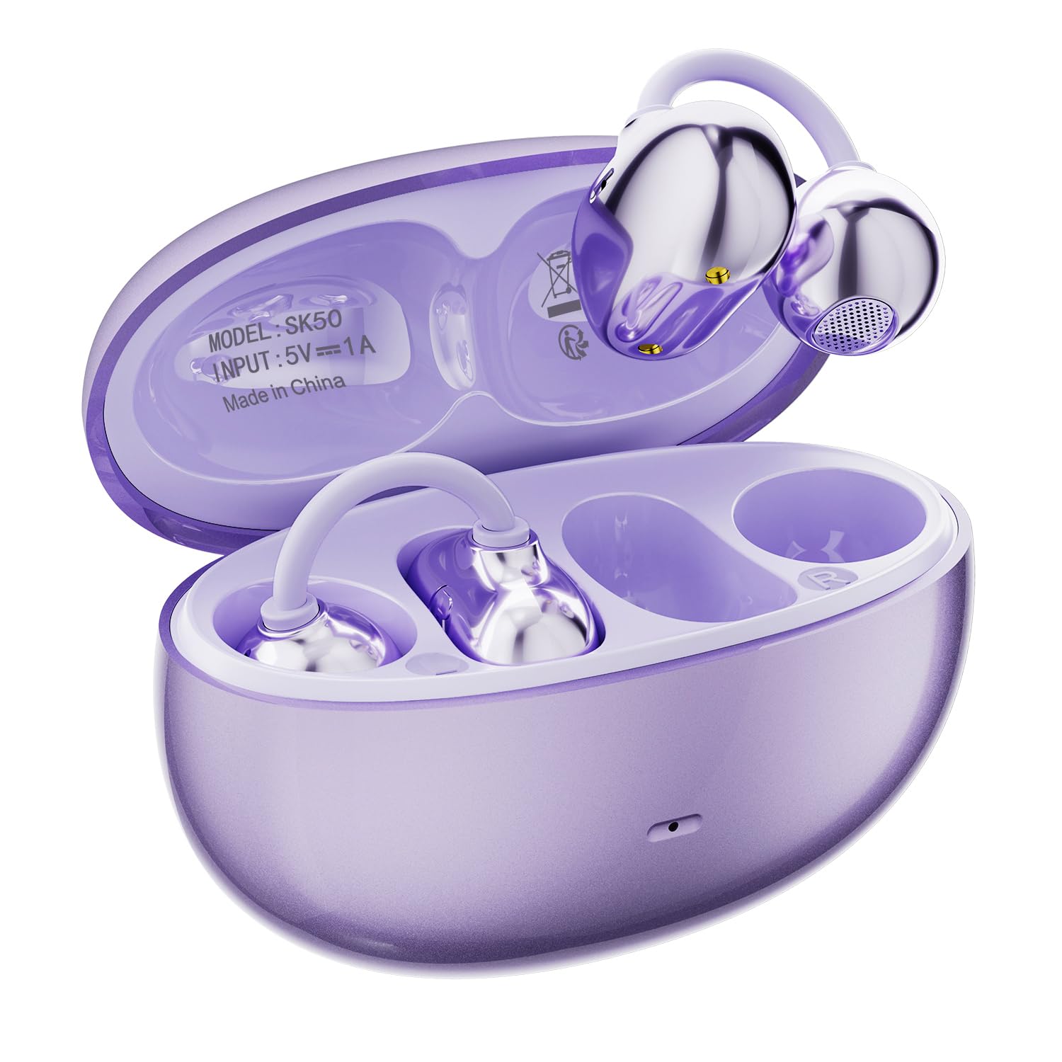 Open Ear Earbuds Clip on Earbuds Earbuds for Small Ears with Spatial Audio,Invisible Fit Air Conduction Headphones, Bluetooth 6.0 Open-Ear Clip for Running, Work & All-Day Comfort. (Purple)-image-25