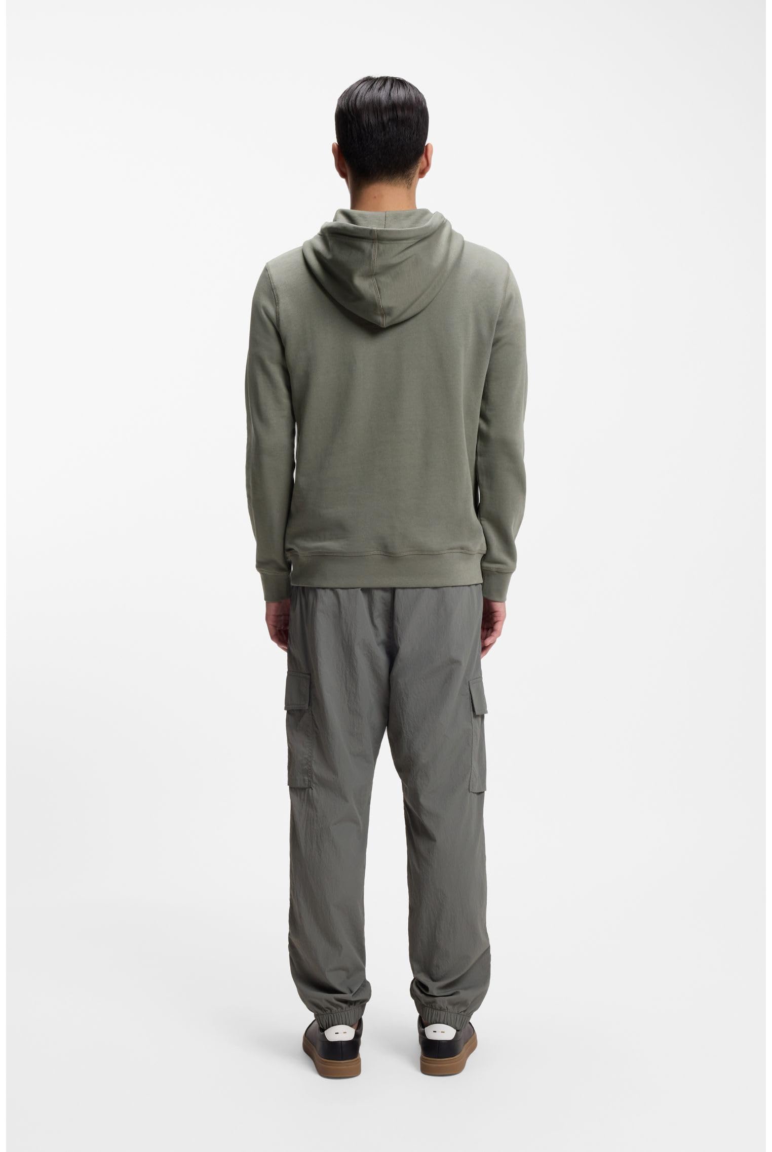 BOSS Męska bluza z kapturem Wetalk z bawełny Terry z naszywką z logo, Open Grey76, L