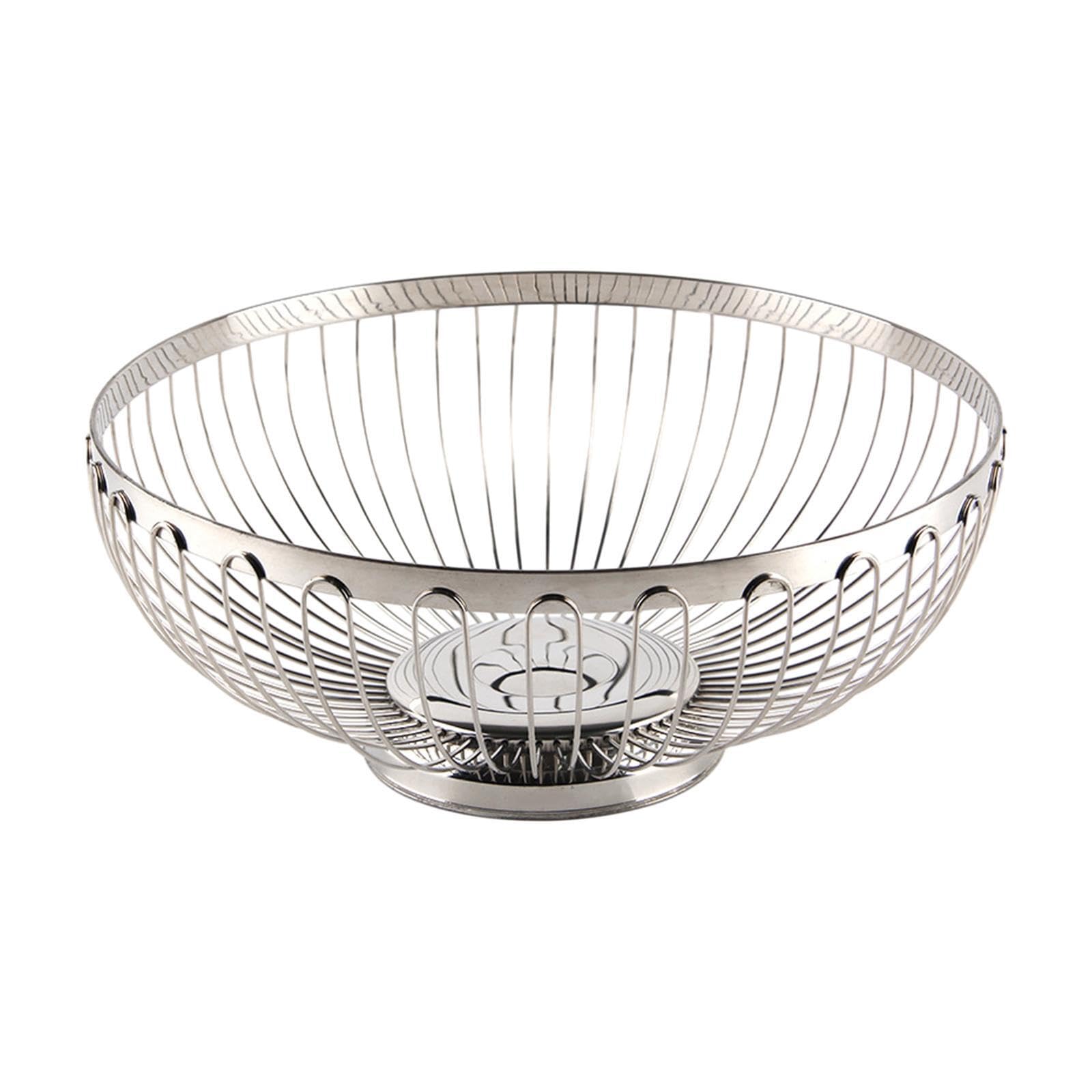 Ktuxzci Silver Streamlined Veggie Storage Holder Offers Exceptional Organization Keeping Fruits And Vegetables Easily Accessible At Home Kitchen Wire Fruit Basket, 22Cm