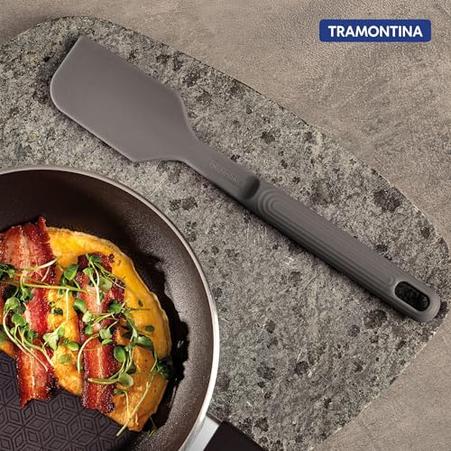 Image of Tramontina Softta Grey Silicone Spatula - Heat Resistant up to 210C, Ideal for Cooking, Flipping & Stirring - Safe for Nonstick & Ceramic Cookware