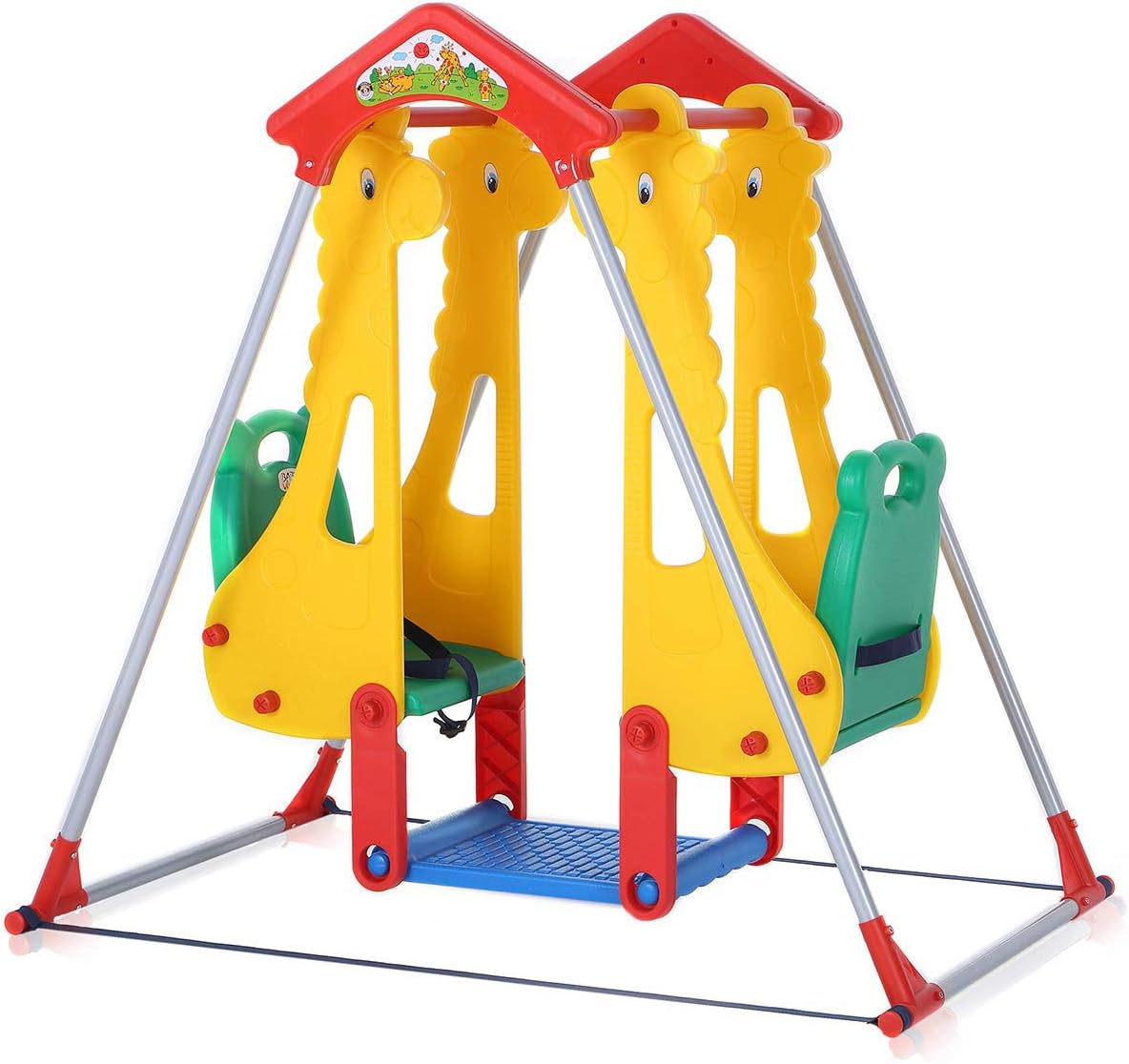 Baby Vivo Kids Swing Playground Children Play Area Garden with Double Swing for Outdoor and Indoor Zoo Made of Plastic