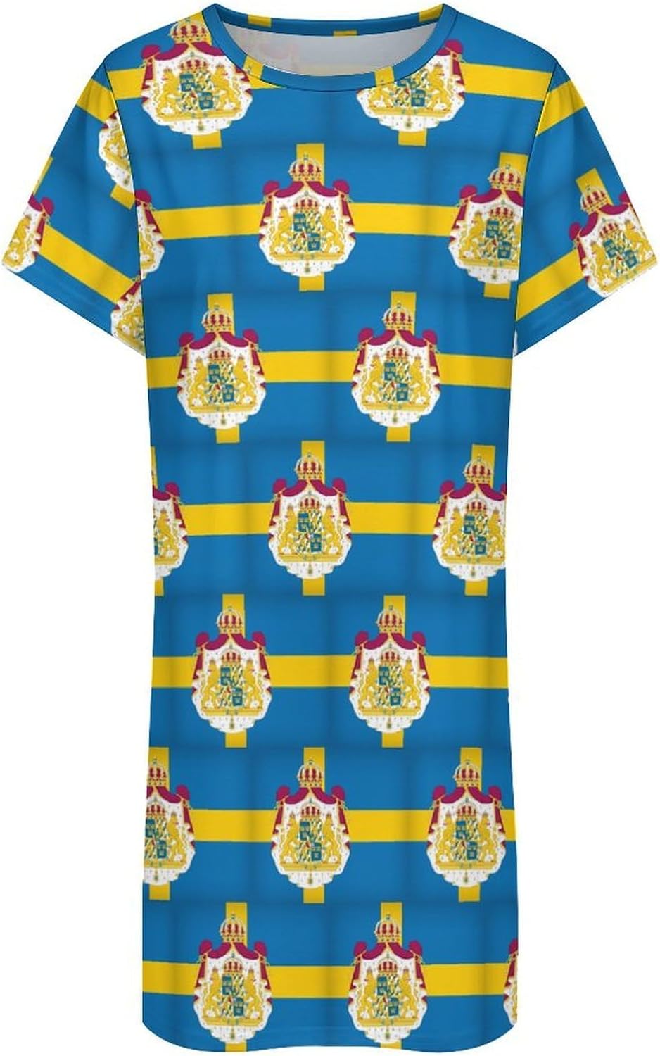 Sweden Flag Swedish Nightgowns for Women Short Sleeve Sleep Dress Casual Sleepshirt Night Gowns Pajamas