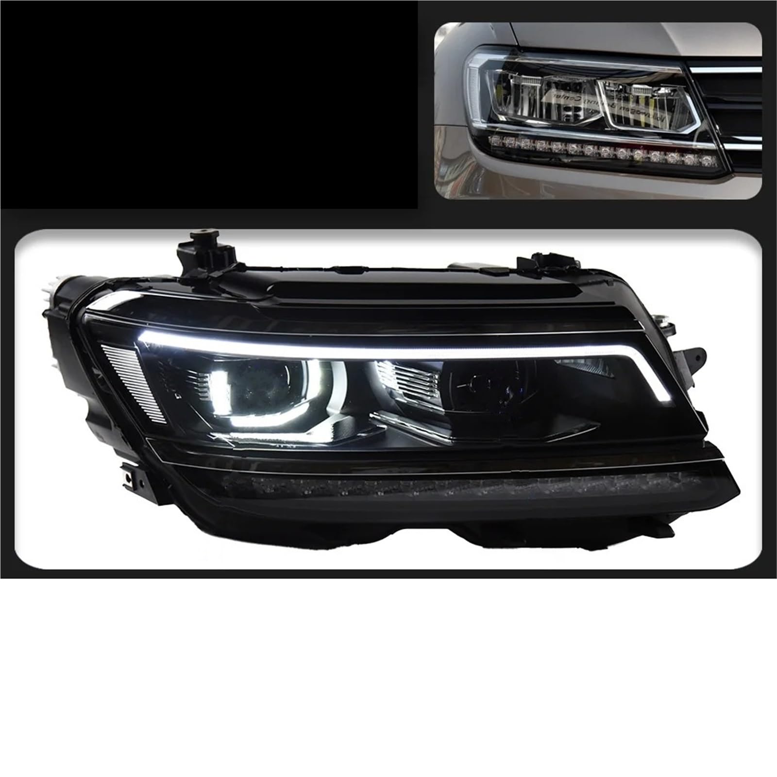 Faro Coche Para VW Para Tiguan 2017 2018 2019 2020 2021 Faros Delanteros LED DRL Hid Angel Eye Bi Xenon Beam Accesorios Faros Delanteros(For Right Hand Drive)