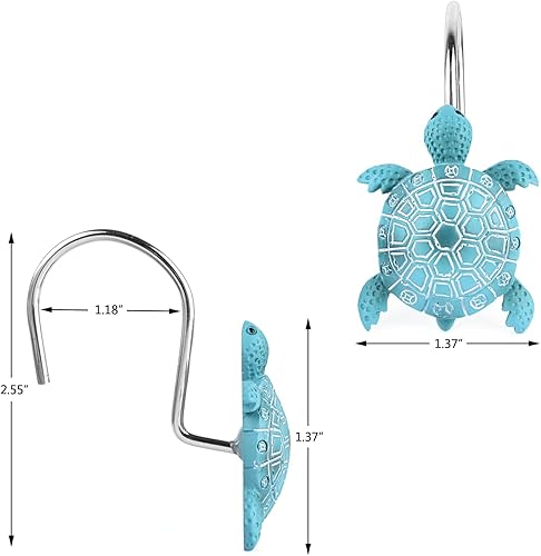 Miniatura 5 de Sea Turtles Shower Curtain Hooks Rings for Bathroom, Metal Shower Curtain Hanger Hooks, Decorative Bath Room Accessories Set,Tropical Beach Fashion