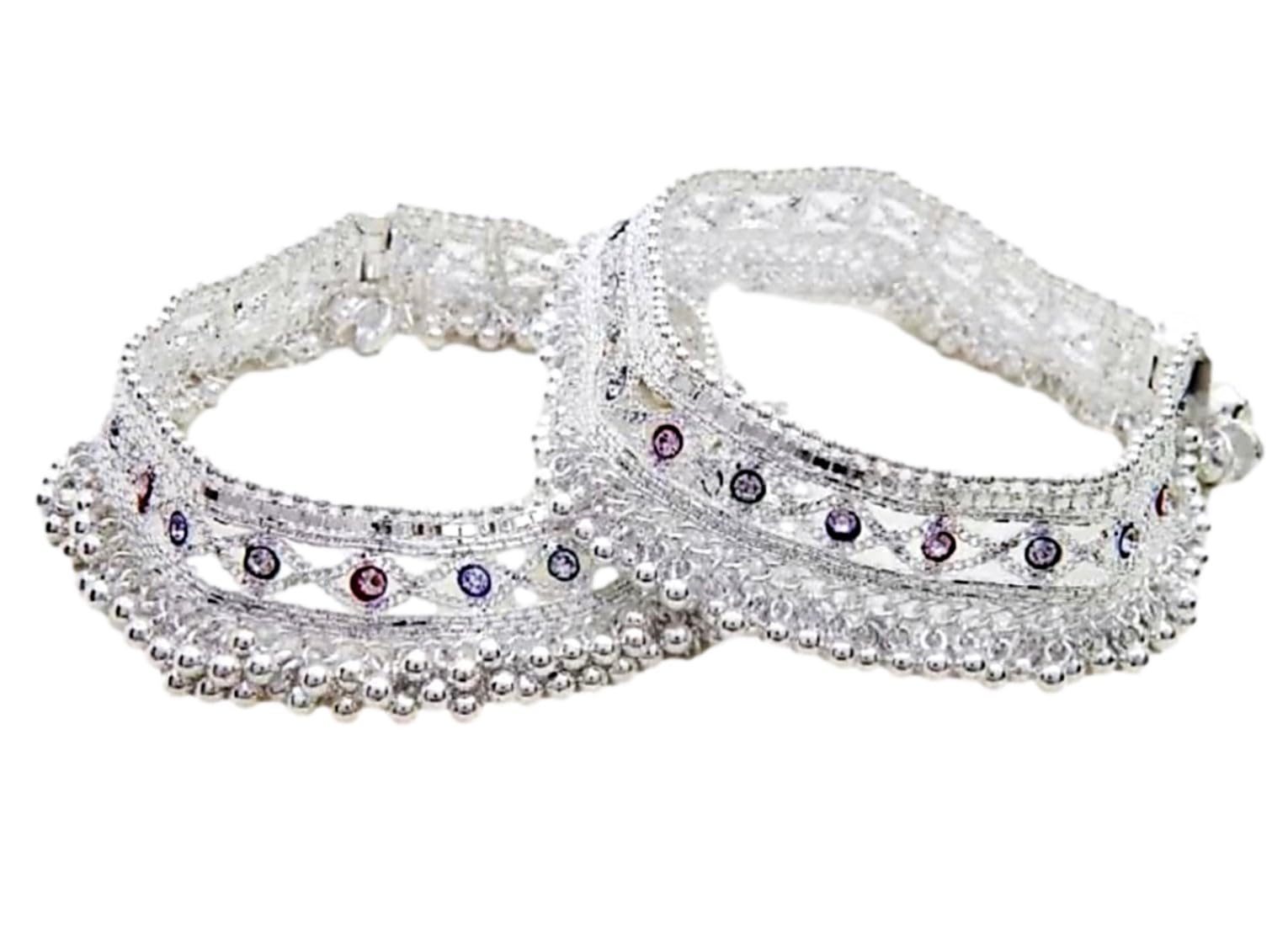 WomenSky Traditional Indian Heavy Fancy Silver Gola Payal For Women With Jhaalar | Meena Work Girls Anklets With Sound Making Ghungroo (B0CRDRBMLL) Amazon Price History, Amazon Price Tracker