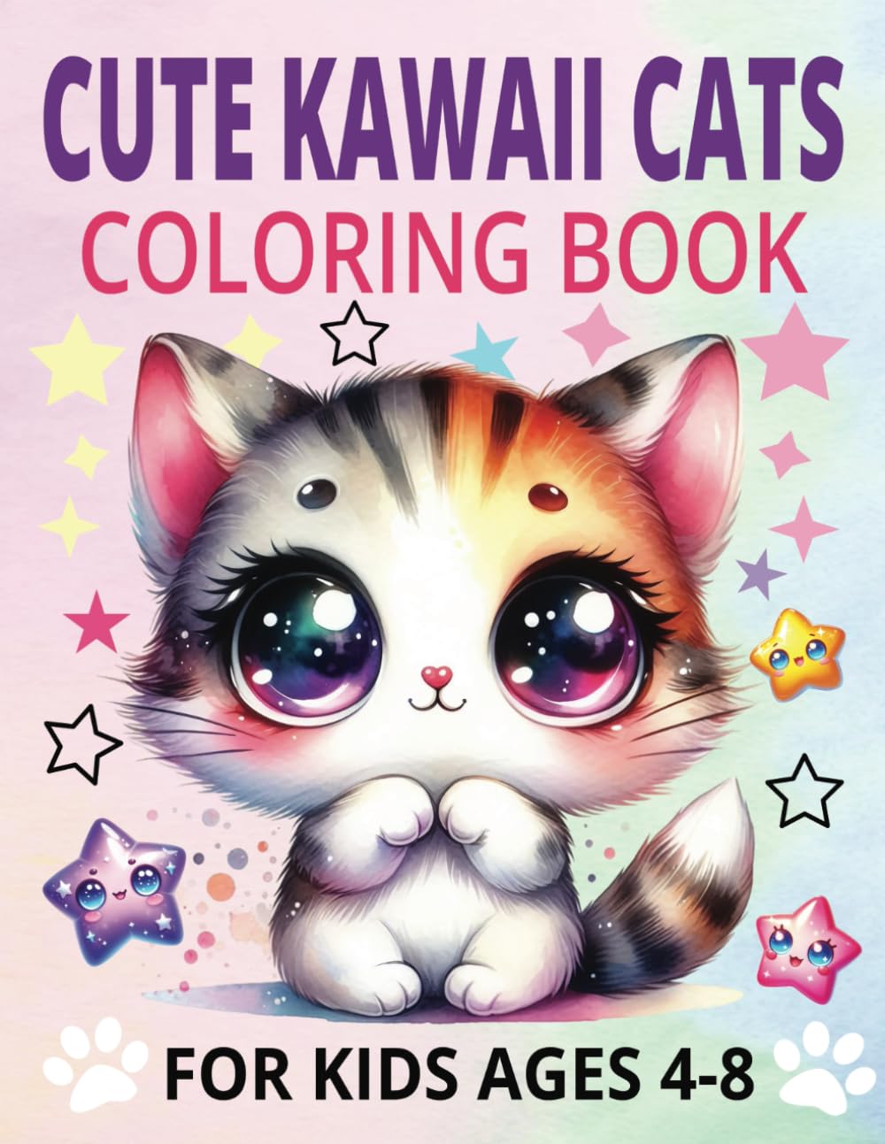 Cute Kawaii Cats Coloring Book for Kids Ages 4-8 Years Old: 50 Page Cute Kawaii Cats and Kittens (Bold and Easy)