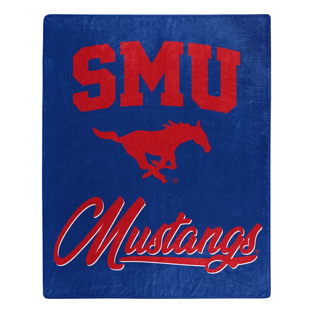 Northwest NCAA SMU Mustangs Unisex-Adult Raschel Throw Blanket, 50" x 60", Signature
